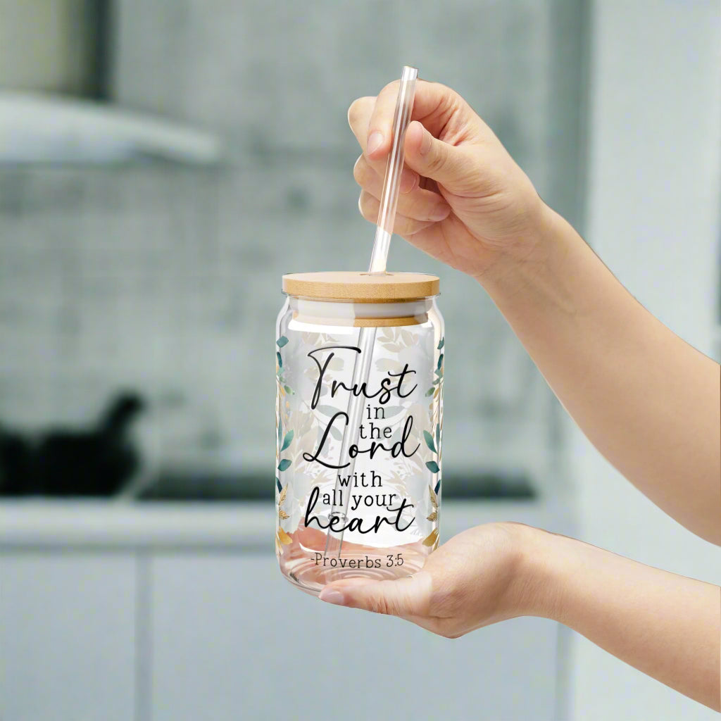 Floral Proverbs Inspirational Sipper Glass - 16oz - Kim’s Signature Beauty & Accessories    