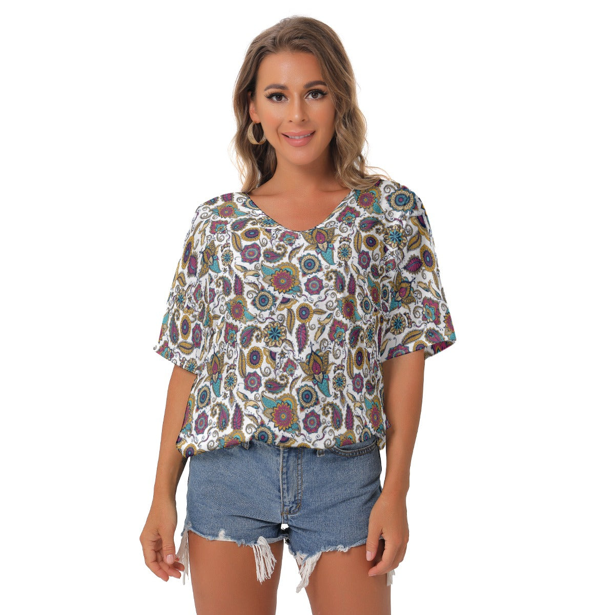 Flower madness |  V-Neck Blouse - Kim’s Signature Beauty & Accessories    