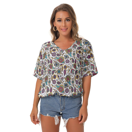 Flower madness |  V-Neck Blouse - Kim’s Signature Beauty & Accessories    