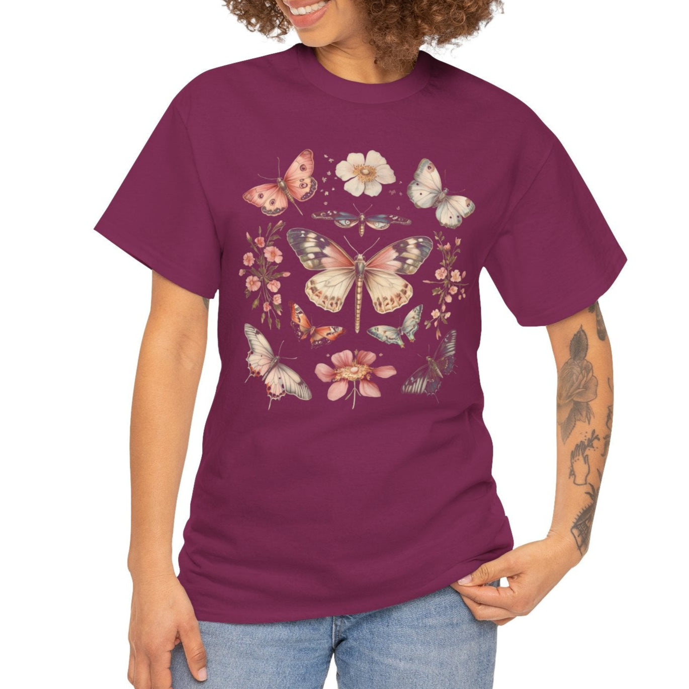 Fluttering Grace Butterfly Garden Tee - Kim’s Signature Beauty & Accessories    