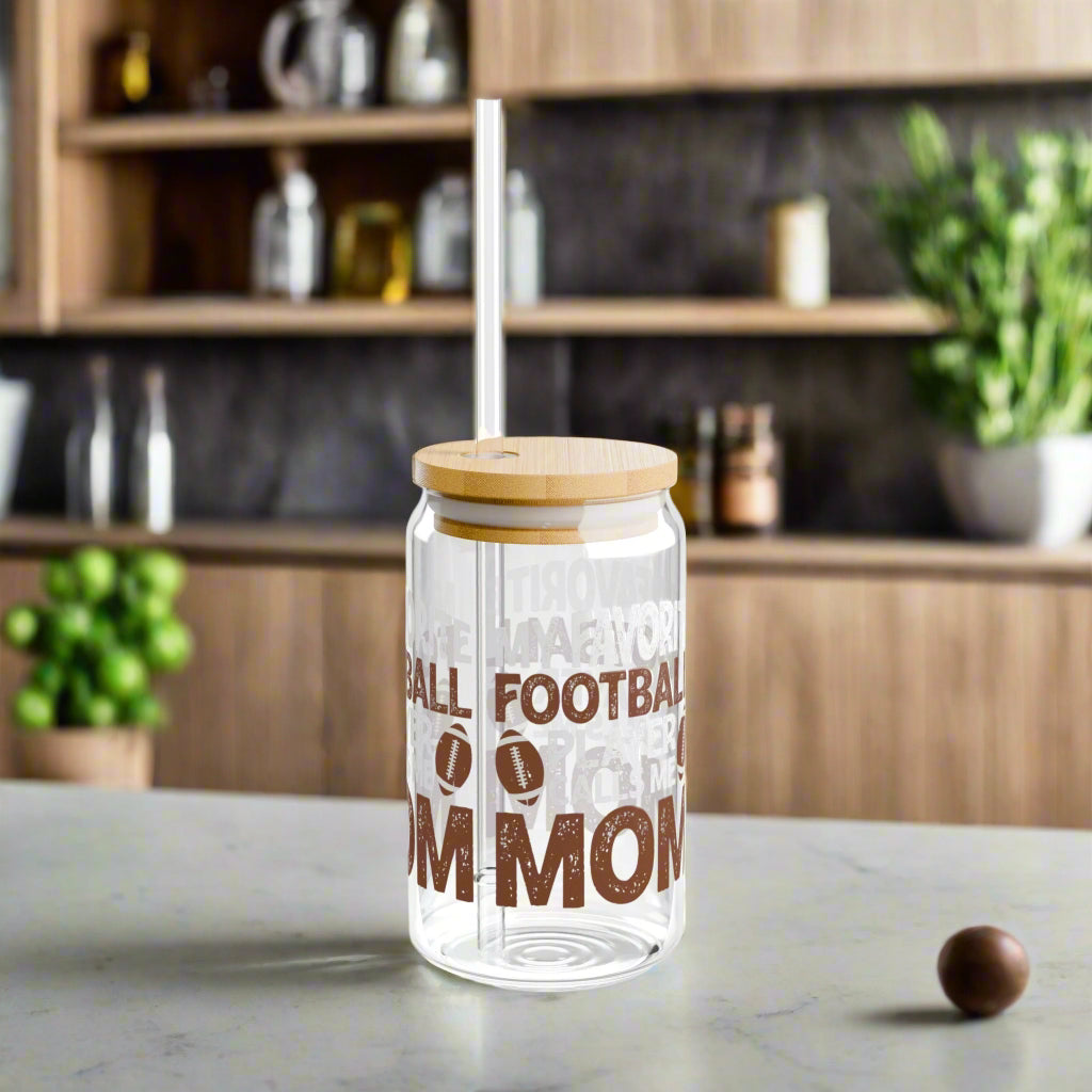 Football Mom | Sipper Glass, 16oz - Kim’s Signature Beauty & Accessories    