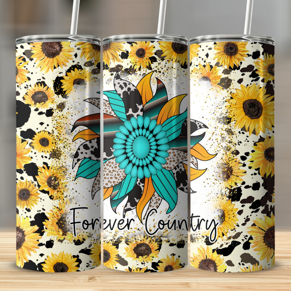 Forever Country | Skinny Tumbler with Straw, 20oz - Kim’s Signature Beauty & Accessories    
