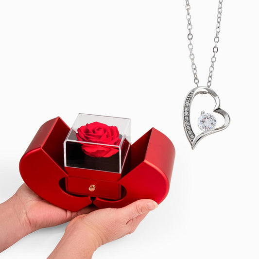 Forever Love Necklace with Red Heart Rose Gift Box - Kim’s Signature Beauty & Accessories