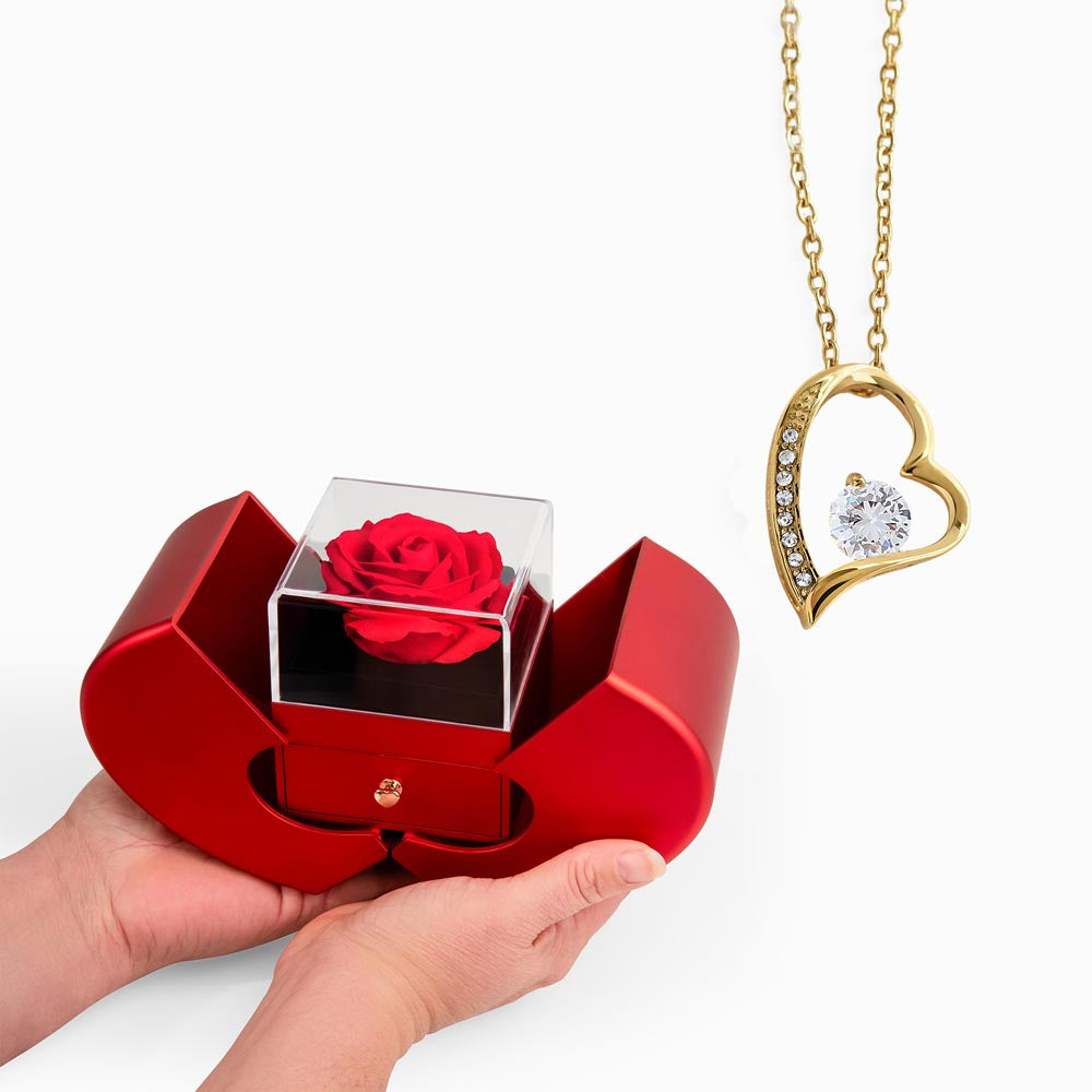 Forever Love Necklace with Red Heart Rose Gift Box - Kim’s Signature Beauty & Accessories
