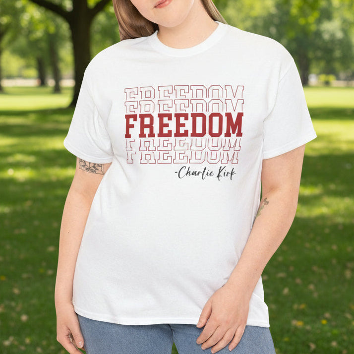 Freedom Repeating T-Shirt – Bold Patriotic Tee - Kim’s Signature Beauty & Accessories    