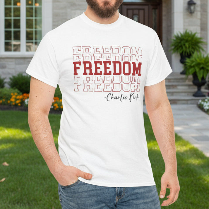 Freedom Repeating T-Shirt – Bold Patriotic Tee - Kim’s Signature Beauty & Accessories    