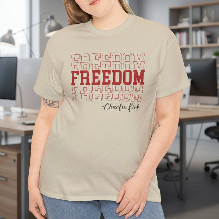 Freedom Repeating T-Shirt – Bold Patriotic Tee - Kim’s Signature Beauty & Accessories    