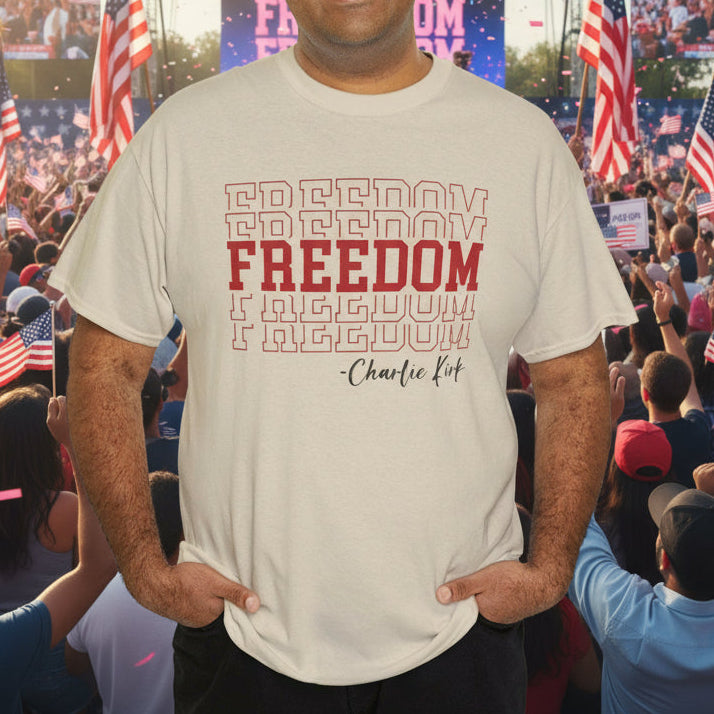 Freedom Repeating T-Shirt – Bold Patriotic Tee - Kim’s Signature Beauty & Accessories    