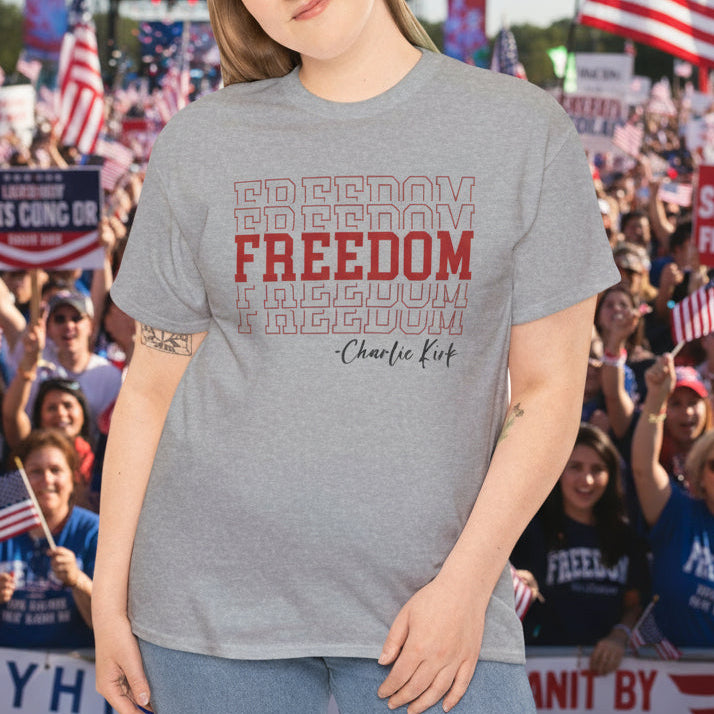 Freedom Repeating T-Shirt – Bold Patriotic Tee - Kim’s Signature Beauty & Accessories    