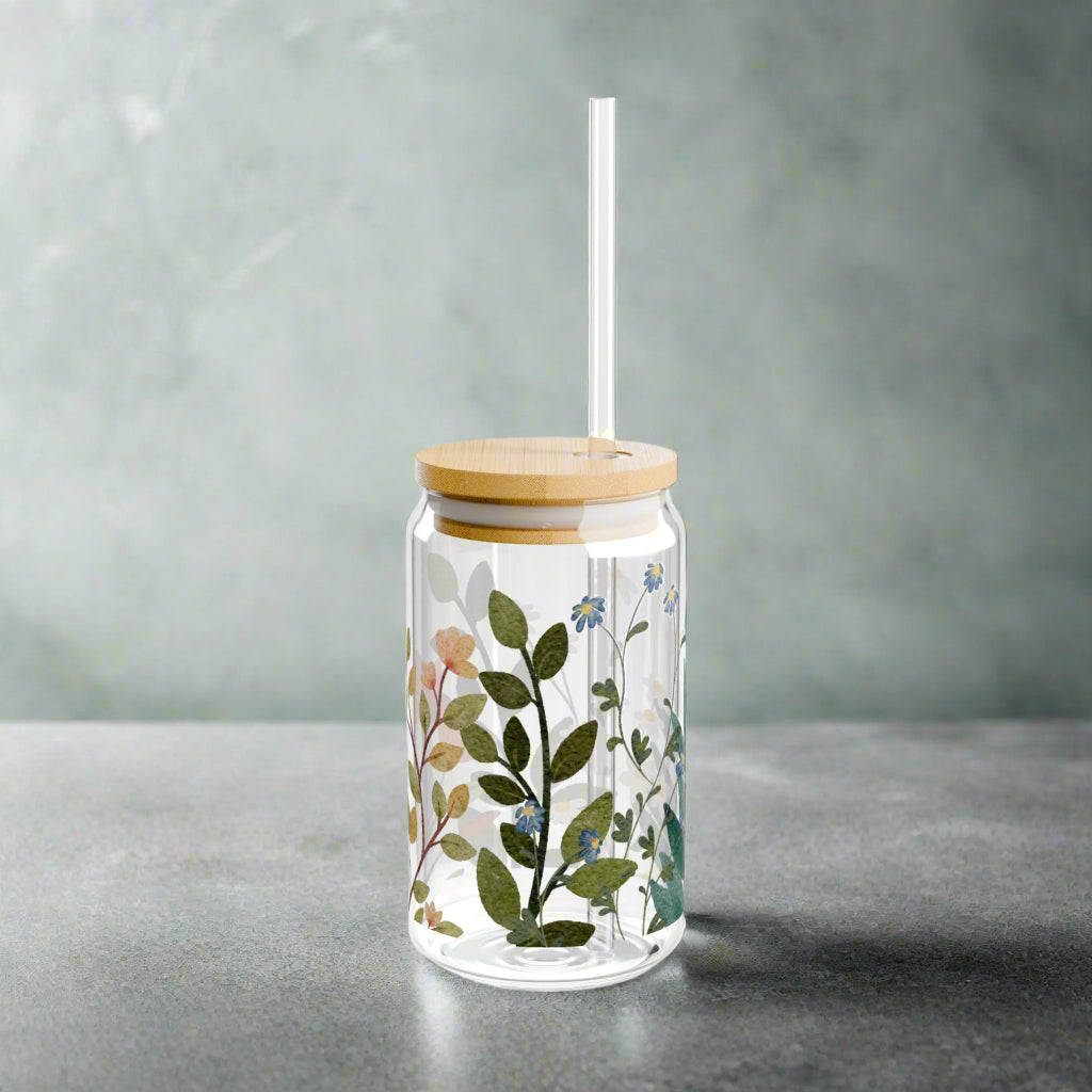 Fresh Flowers Sipper Glass, 16oz - Kim’s Signature Beauty & Accessories    