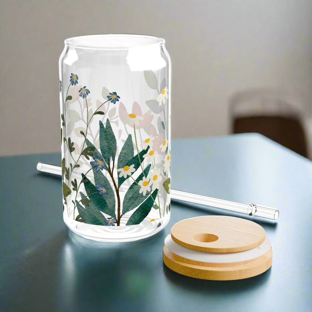 Fresh Flowers Sipper Glass, 16oz - Kim’s Signature Beauty & Accessories    