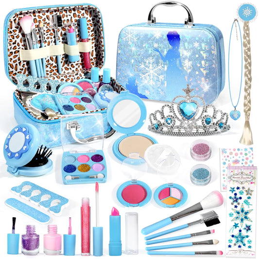 Frozen-Themed Kids Makeup Kit – 25-in-1 Washable Princess Set for Girls - Kim’s Signature Beauty & Accessories    