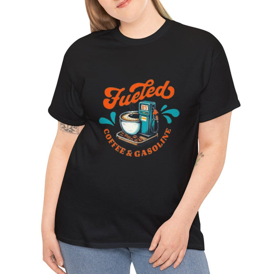 Fueled by Coffee & Gasoline Cotton Tee - Kim’s Signature Beauty & Accessories    