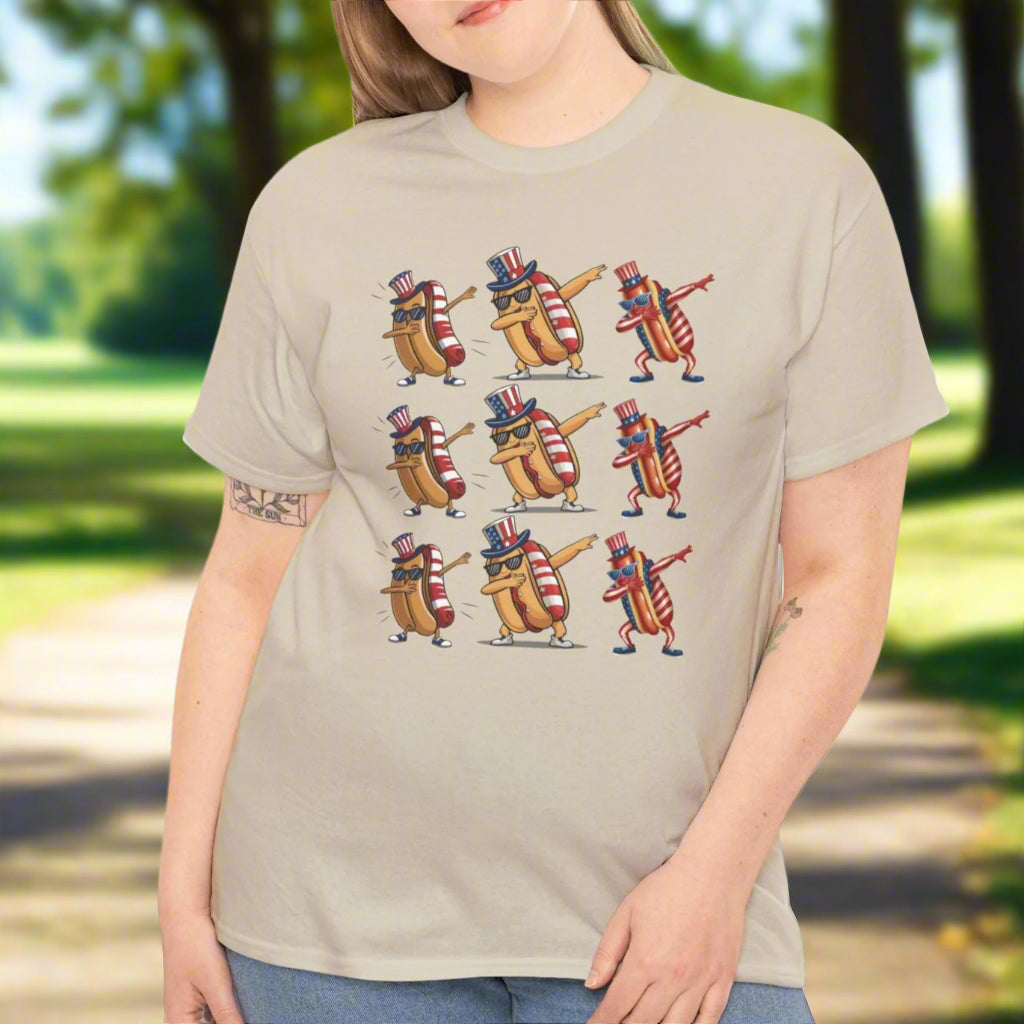 Fun Patriotic Dabbing Hotdogs Unisex Tee - Kim’s Signature Beauty & Accessories    