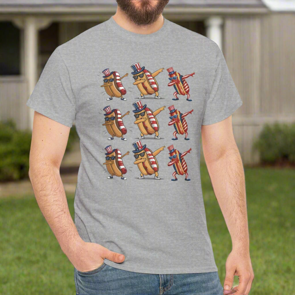 Fun Patriotic Dabbing Hotdogs Unisex Tee - Kim’s Signature Beauty & Accessories    