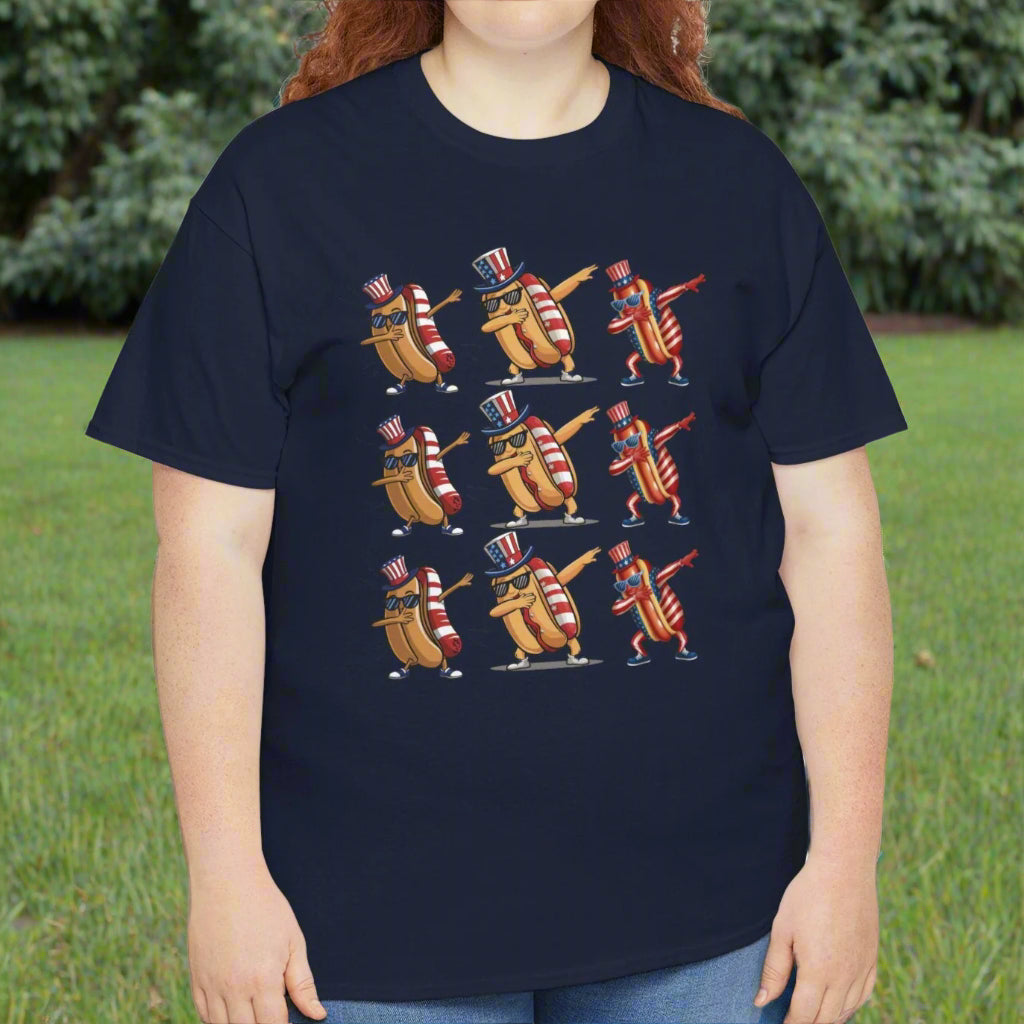 Fun Patriotic Dabbing Hotdogs Unisex Tee - Kim’s Signature Beauty & Accessories    