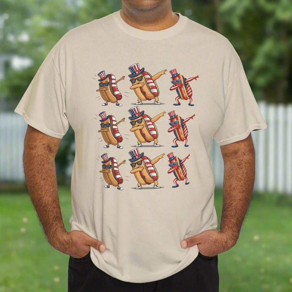 Fun Patriotic Dabbing Hotdogs Unisex Tee - Kim’s Signature Beauty & Accessories    