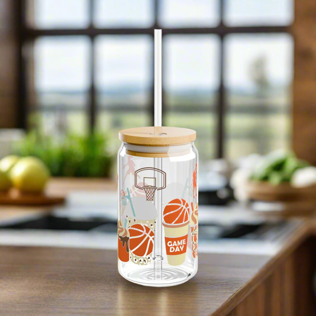 Game Day Basketball Sipper Glass, 16oz - Kim’s Signature Beauty & Accessories    