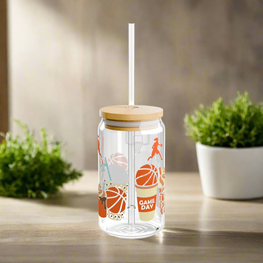 Game Day Basketball Sipper Glass, 16oz - Kim’s Signature Beauty & Accessories    