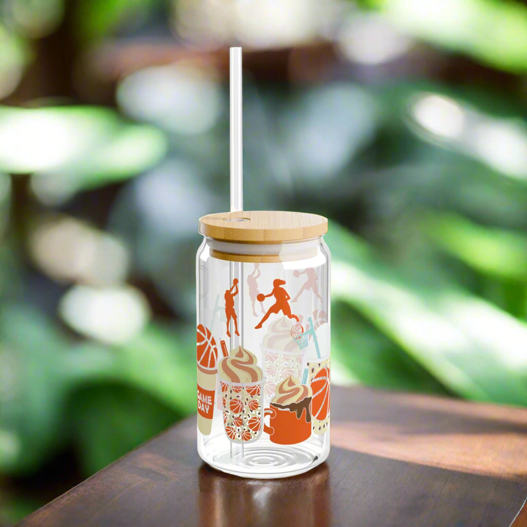 Game Day Basketball Sipper Glass, 16oz - Kim’s Signature Beauty & Accessories    