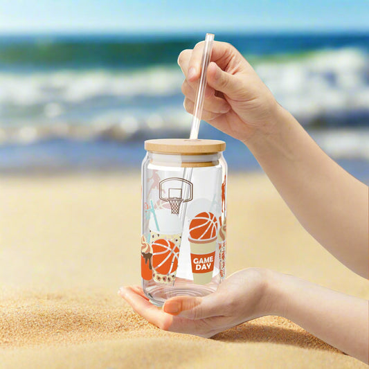 Game Day Basketball Sipper Glass, 16oz - Kim’s Signature Beauty & Accessories    