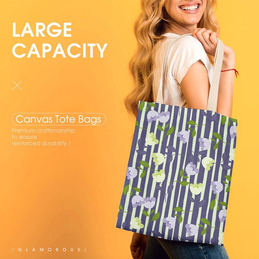 Garden Blues Canvas Tote - Kim’s Signature Beauty & Accessories    