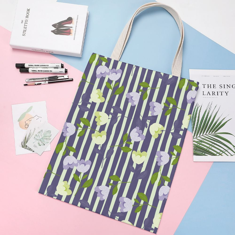 Garden Blues Canvas Tote - Kim’s Signature Beauty & Accessories    