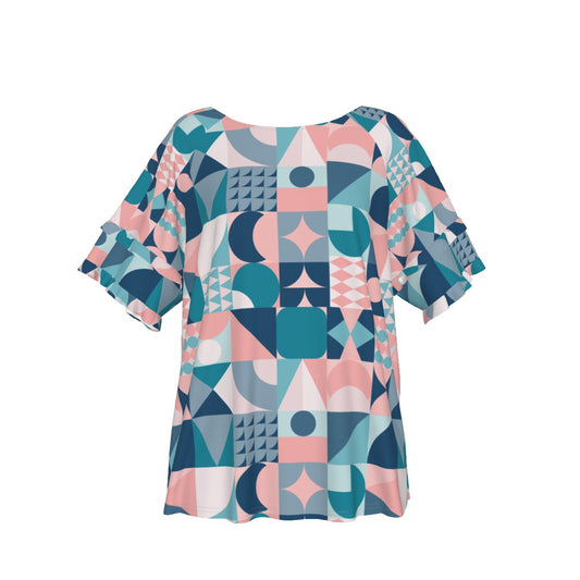 Geo Fun |  Round Neck Raglan Sleeve Tee - Kim’s Signature Beauty & Accessories    