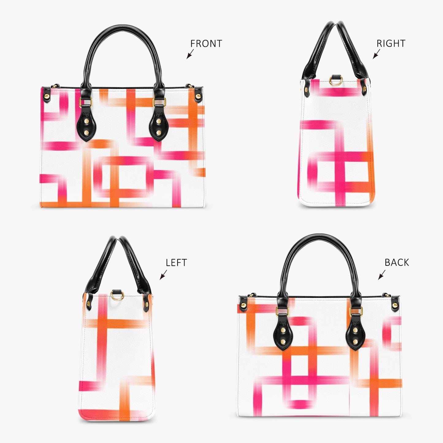 Geometric Brushstroke PU Leather Handbag - Kim’s Signature Beauty & Accessories    