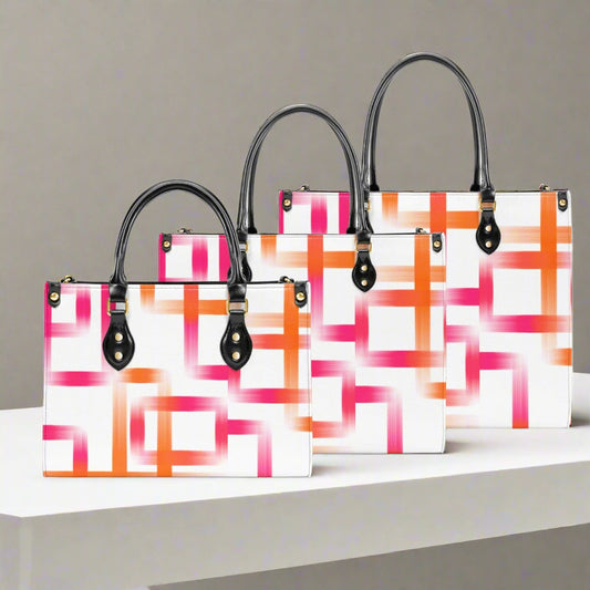 Geometric Brushstroke PU Leather Handbag - Kim’s Signature Beauty & Accessories    