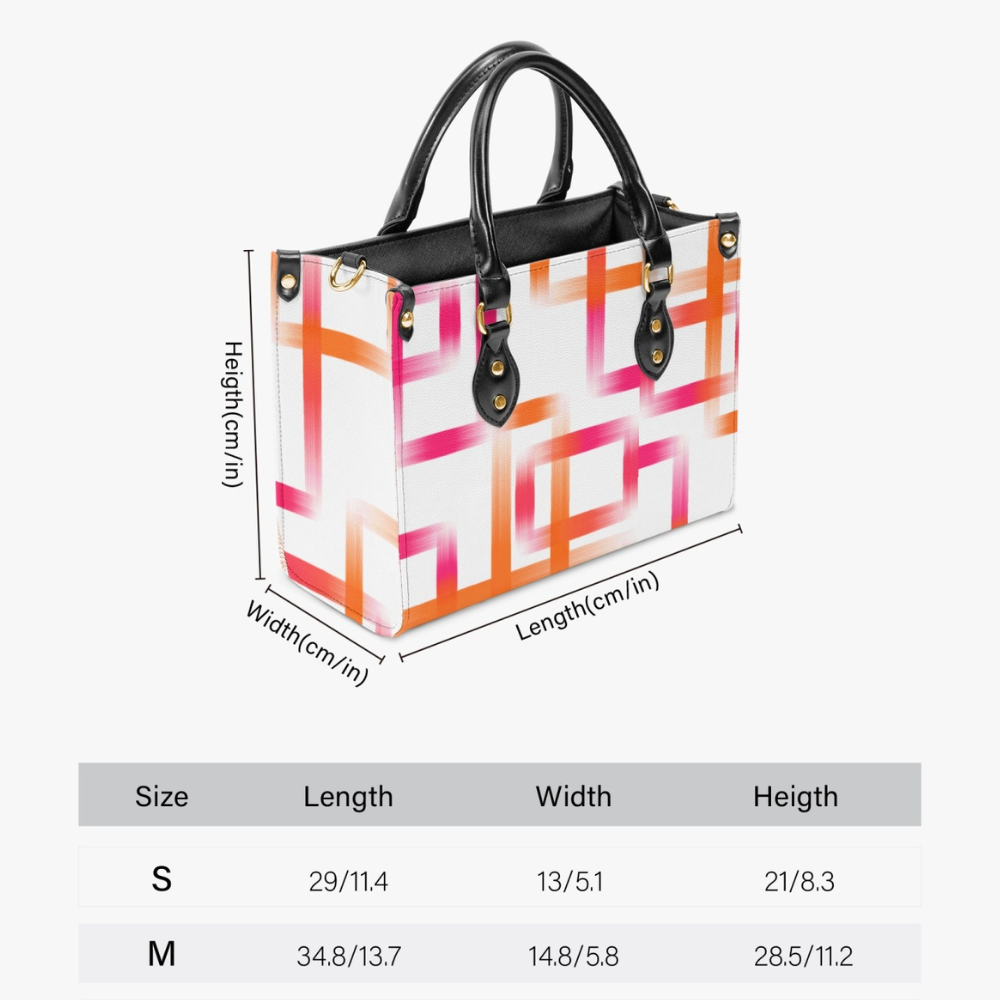 Geometric Brushstroke PU Leather Handbag - Kim’s Signature Beauty & Accessories    