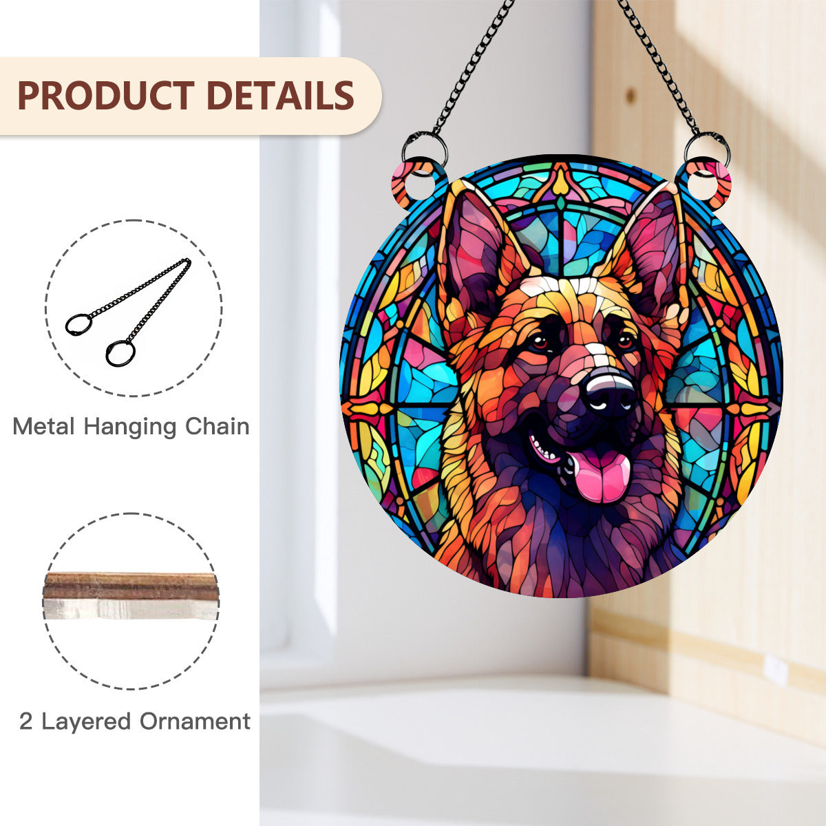 German Shepherd Stained Glass - Kim’s Signature Beauty & Accessories    