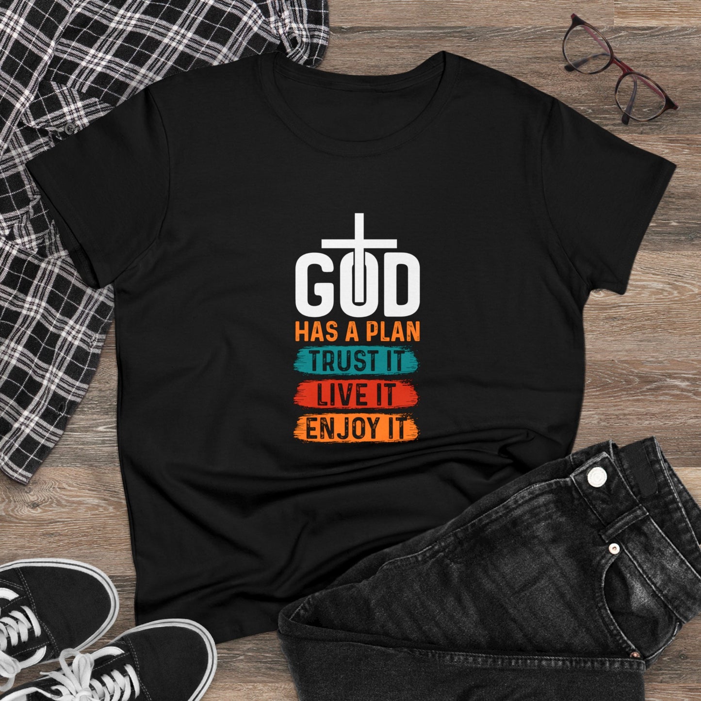 God Has A Plan Cotton Tee - Kim’s Signature Beauty & Accessories    