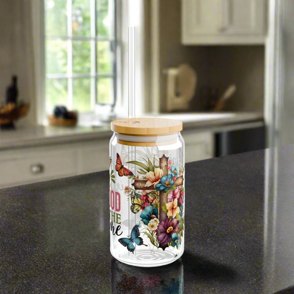 God Is Good All the Time Glass Sipper - Kim’s Signature Beauty & Accessories    