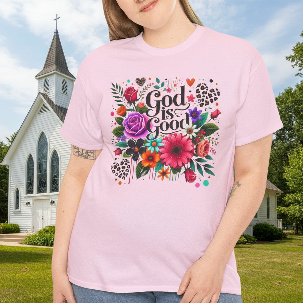 God Is Good Floral Christian Faith Tee - Kim’s Signature Beauty & Accessories    