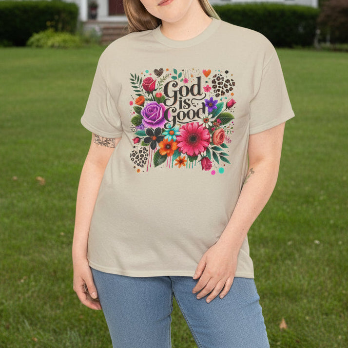 God Is Good Floral Christian Faith Tee - Kim’s Signature Beauty & Accessories    