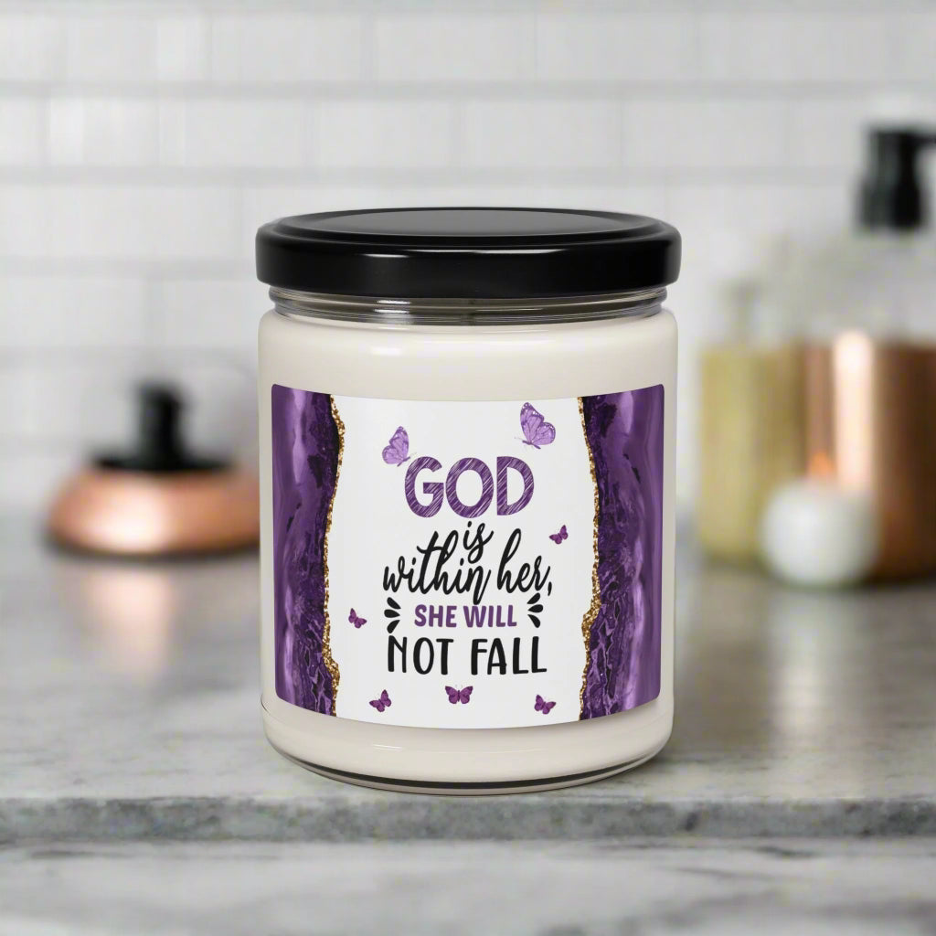God Is With Her, She Will Not Fall – 9oz Scented Soy Candle - Kim’s Signature Beauty & Accessories    