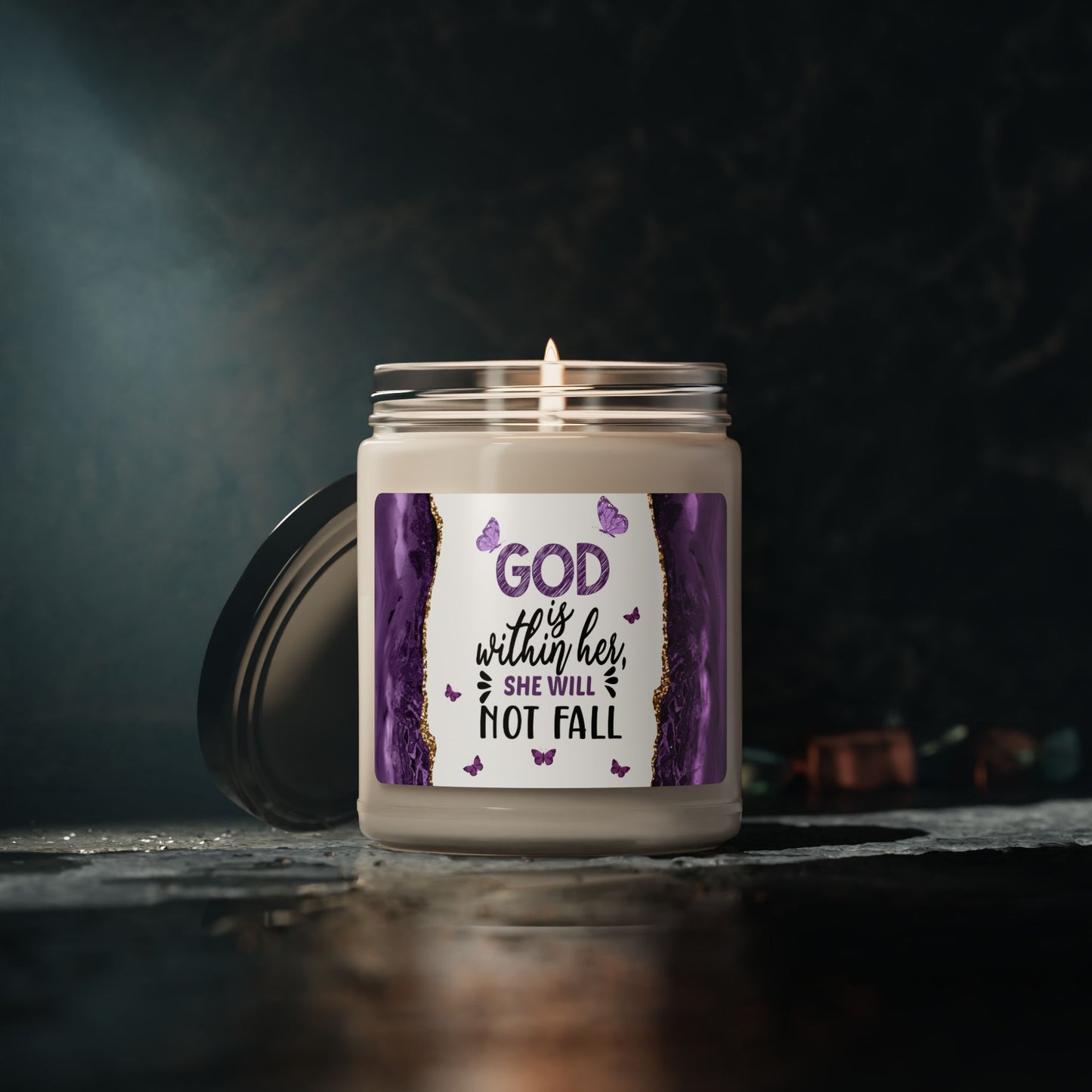 God Is With Her, She Will Not Fall – 9oz Scented Soy Candle - Kim’s Signature Beauty & Accessories    