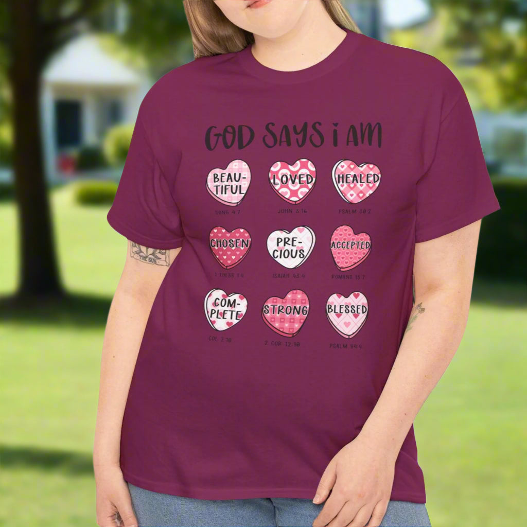 God Says I Am Candy Heart Tee - Kim’s Signature Beauty & Accessories    