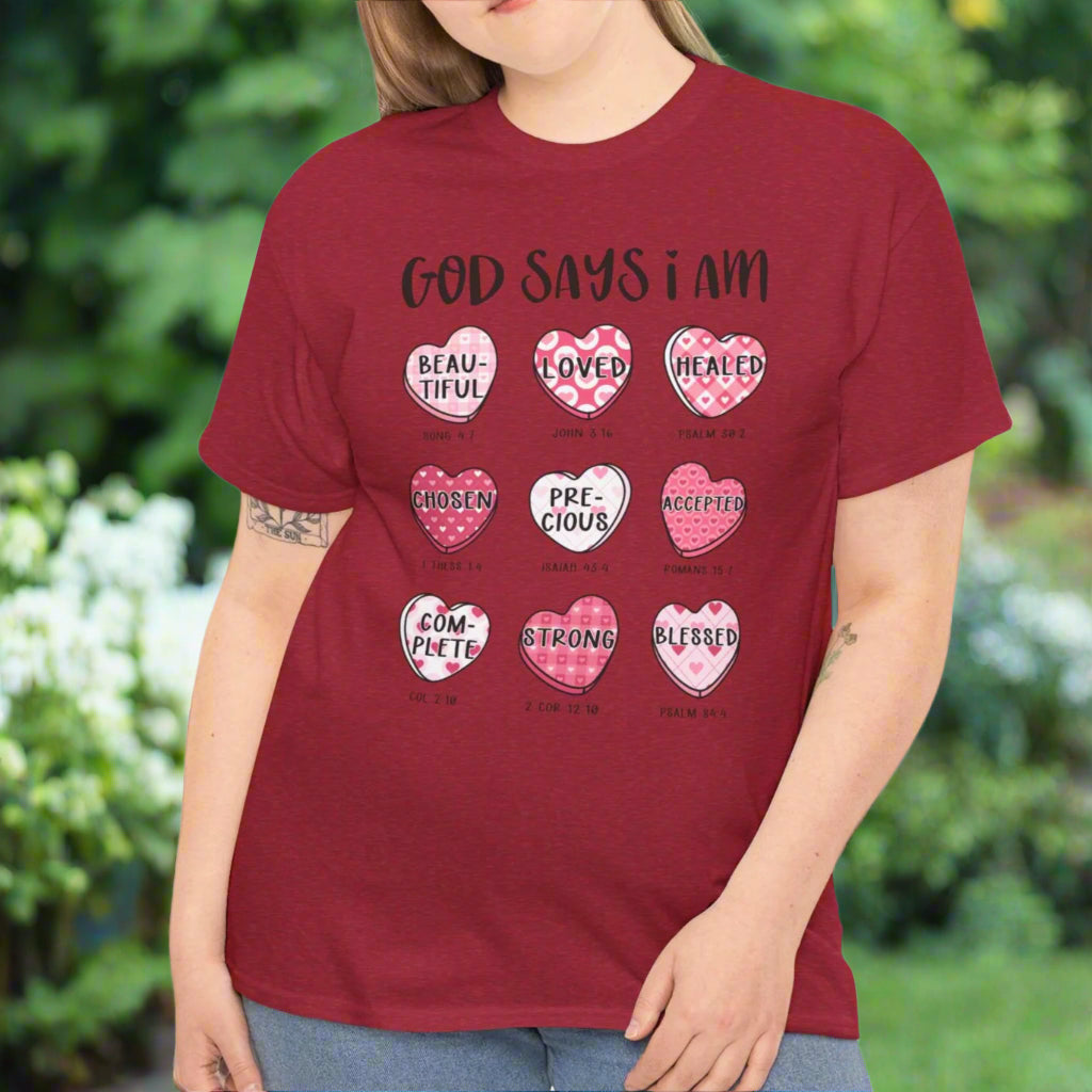 God Says I Am Candy Heart Tee - Kim’s Signature Beauty & Accessories    