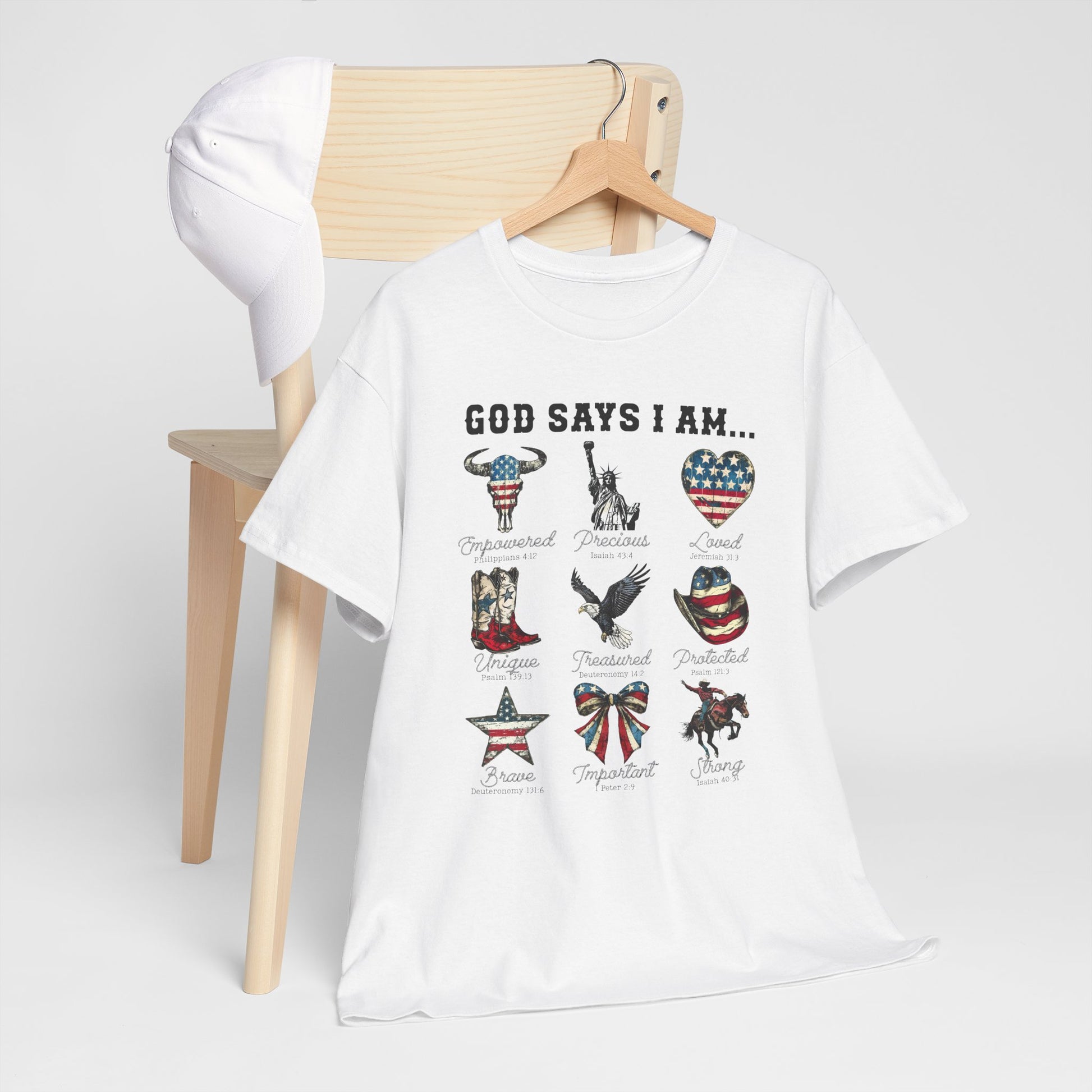God Says I Am Patriotic Christian Tee - Kim’s Signature Beauty & Accessories