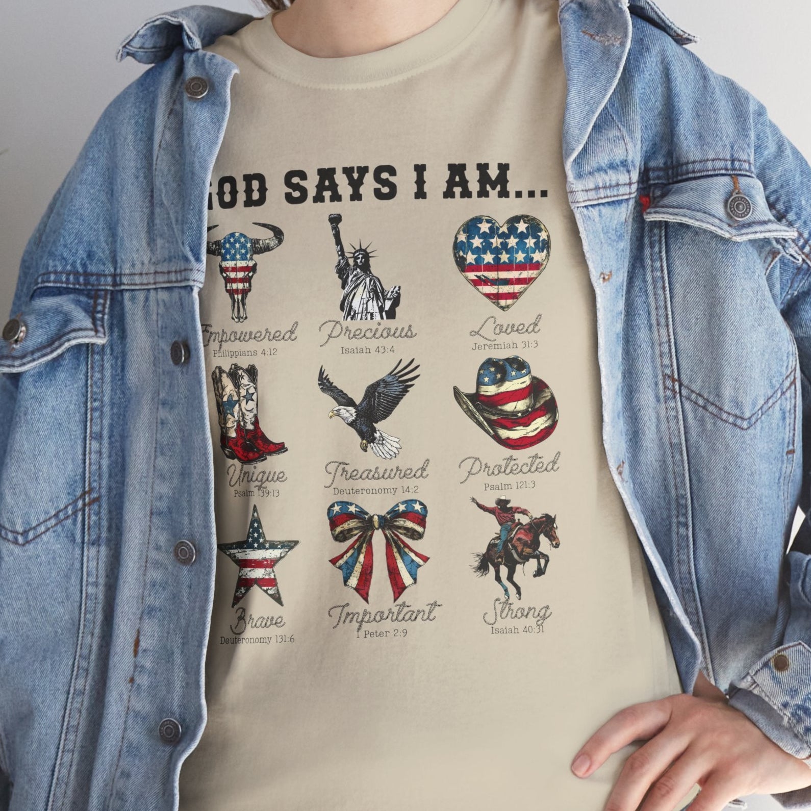 God Says I Am Patriotic Christian Tee - Kim’s Signature Beauty & Accessories