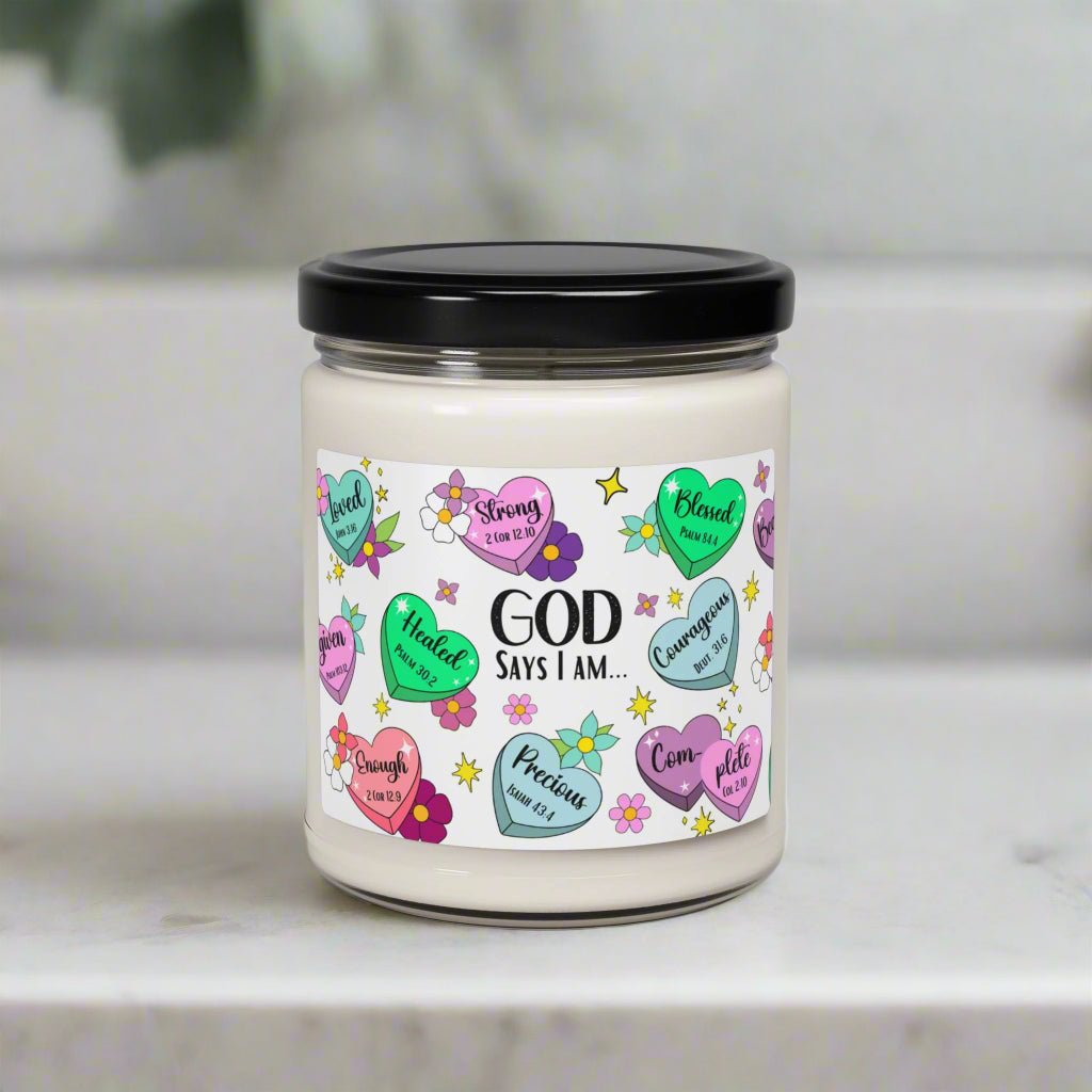 God Says I am Candy Hearts Candle - Kim’s Signature Beauty & Accessories    