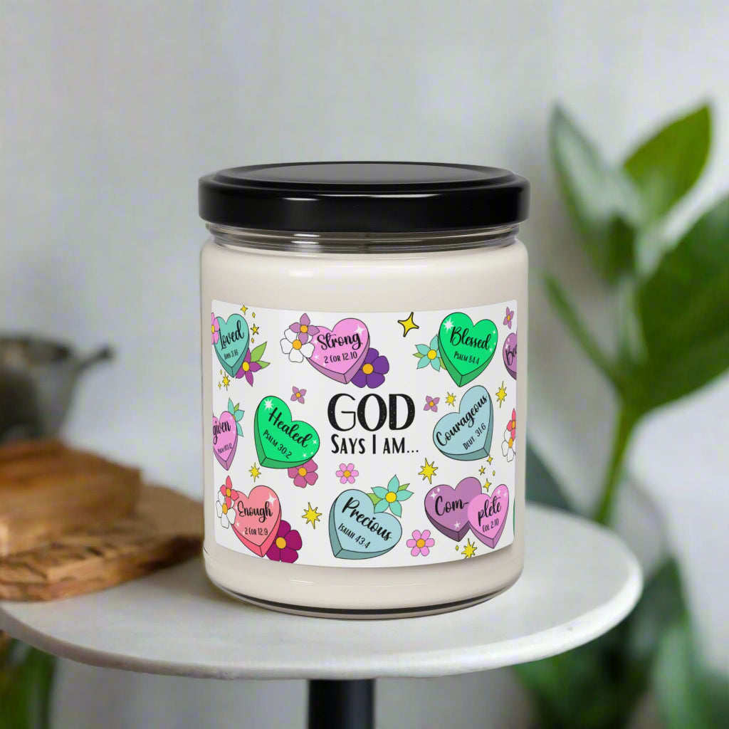God Says I am Candy Hearts Candle - Kim’s Signature Beauty & Accessories    