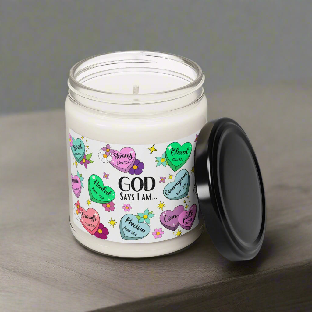 God Says I am Candy Hearts Candle - Kim’s Signature Beauty & Accessories    