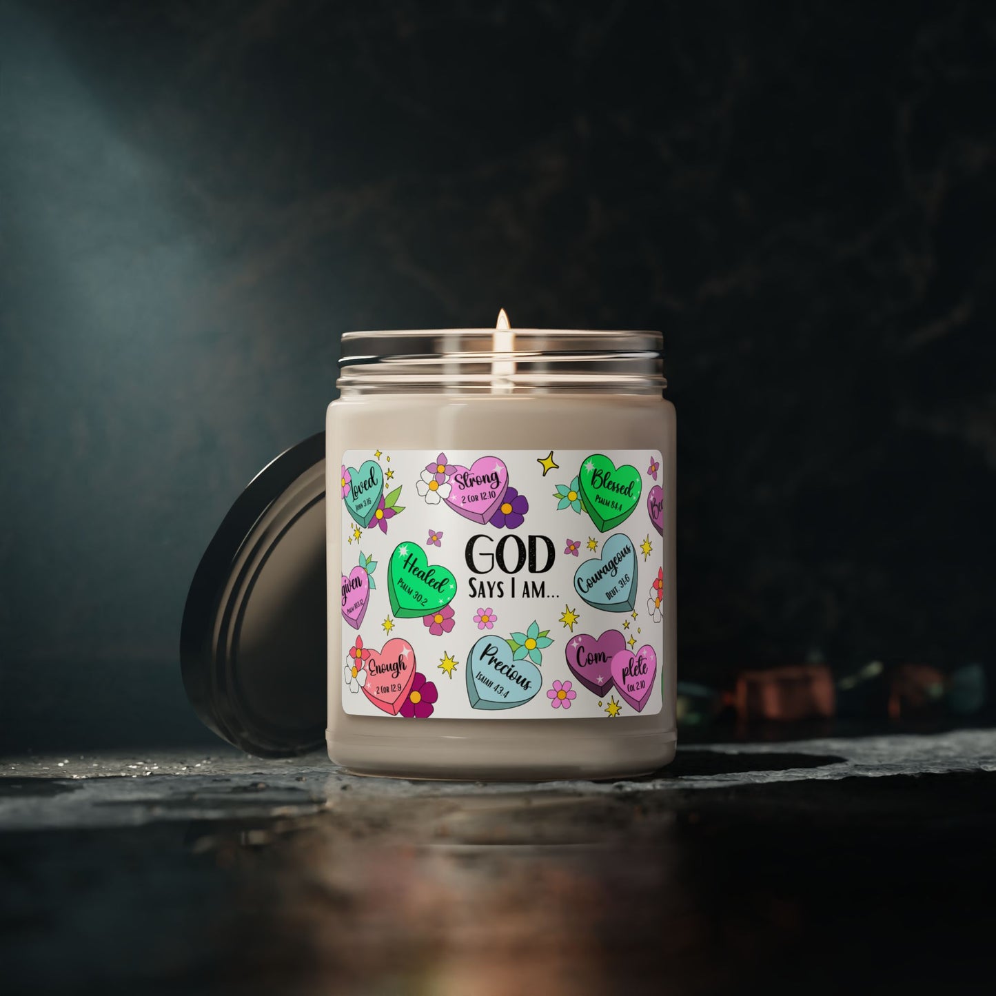 God Says I am Candy Hearts Candle - Kim’s Signature Beauty & Accessories    