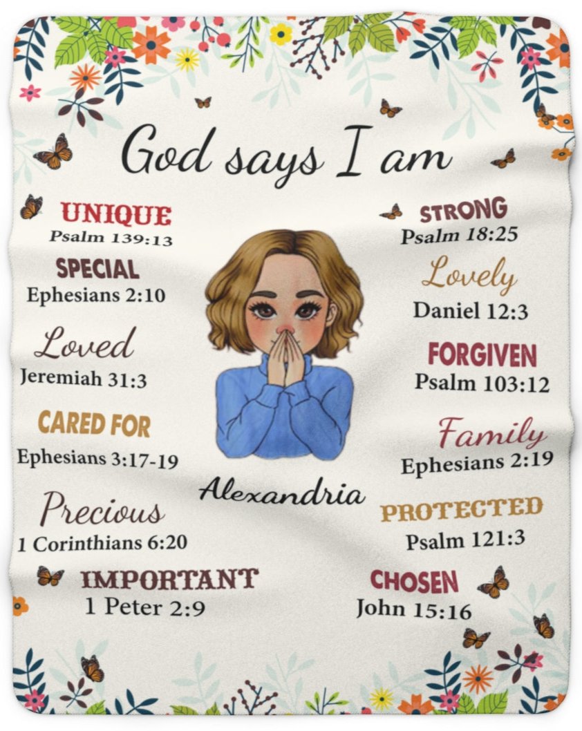 God Says I am Personalizable Fleece Blanket - Kim’s Signature Beauty & Accessories    