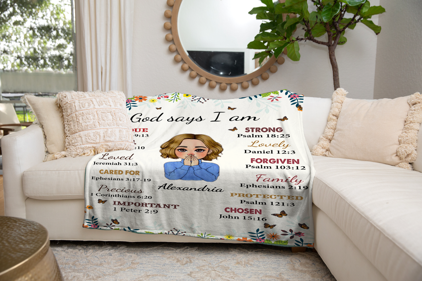 God Says I am Personalizable Fleece Blanket - Kim’s Signature Beauty & Accessories    