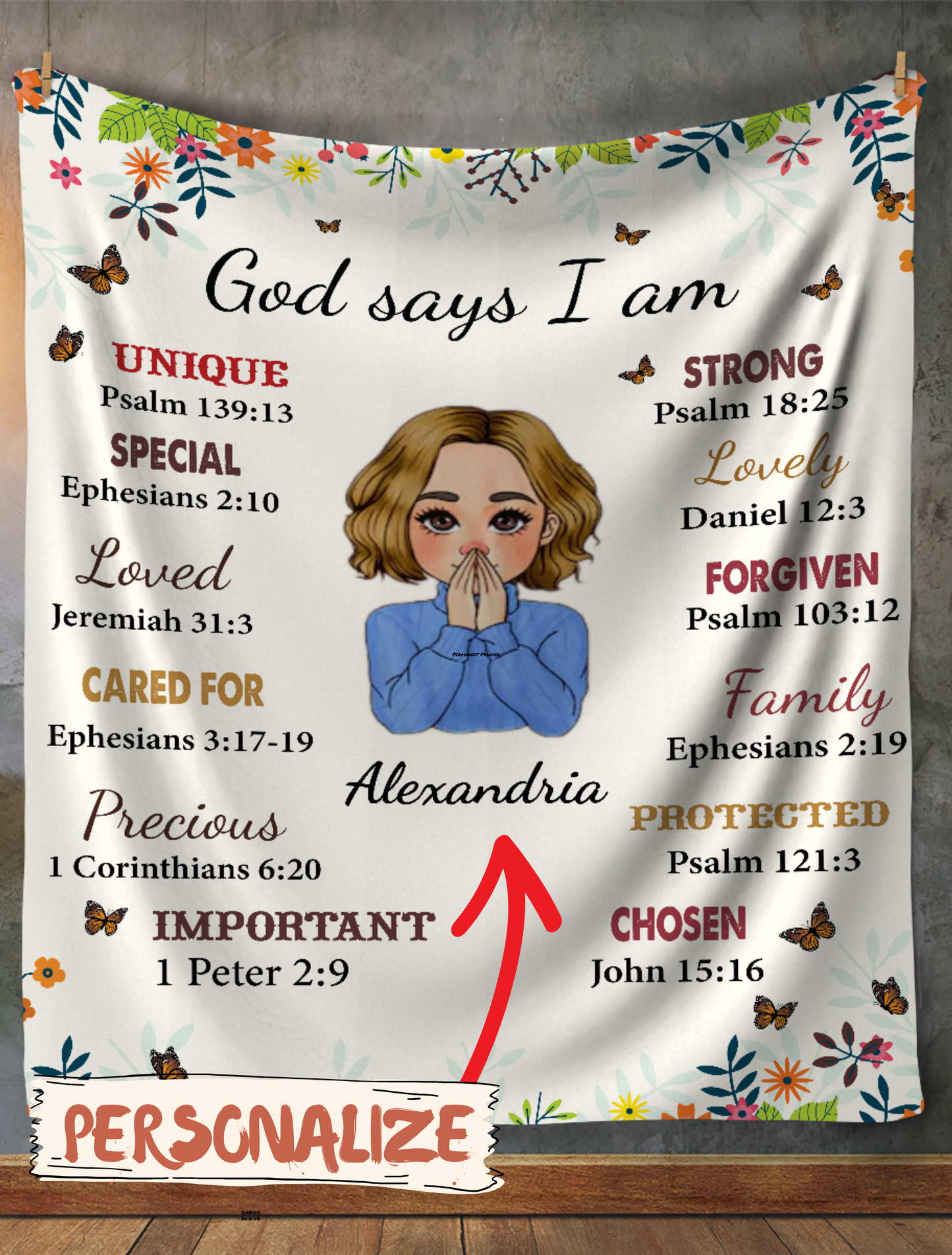 God Says I am Personalizable Fleece Blanket - Kim’s Signature Beauty & Accessories    