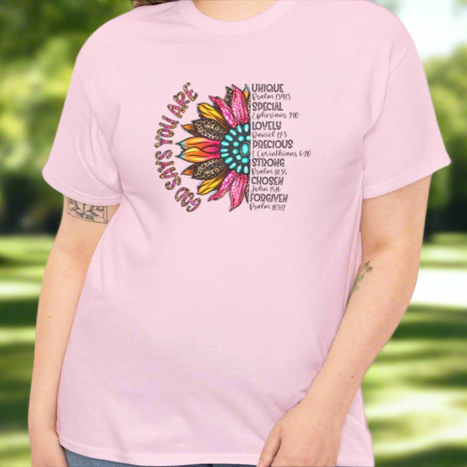 God Says You Are – Faith & Scripture Christian Tee - Kim’s Signature Beauty & Accessories    